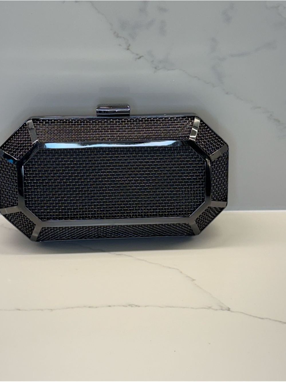BCBGMaxAzria Black Woven Frame Clutch